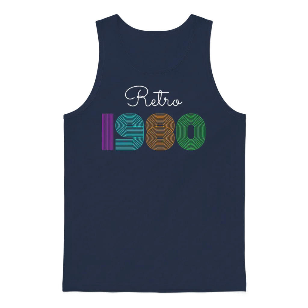 Retro 1980s Unisex Tank Top - Navy