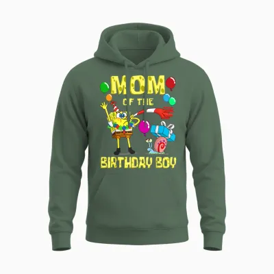 Mademark X Spongebob Squarepants - Spongebob Mommy of the Birthday Boy Theme Party Unisex Hoodie - Military Green