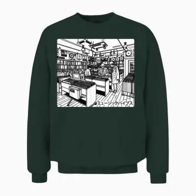 Retro Japan Vinyl Record Shop Japanese Music Aesthetic Tokyo Unisex Sweatshirt - Forest