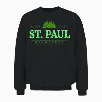 Saint Paul Minnesota | Rétro Saint Paul Mn Treeline Unisex Sweatshirt - Black