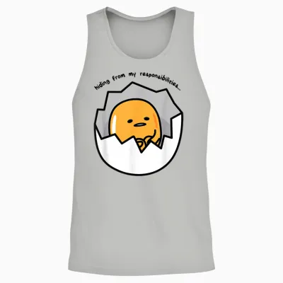 Gudetama the Lazy Egg Hiding from Responsibilities Unisex Tank Top - Ash