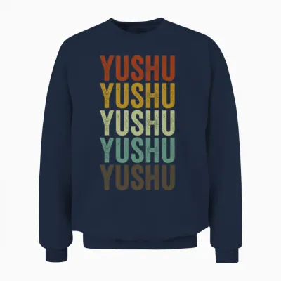 Yushu China Retro Vintage Unisex Sweatshirt - Navy
