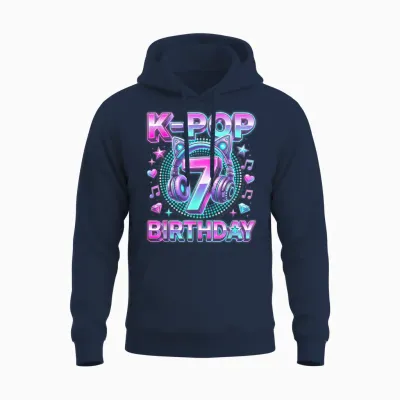 K-Pop 7. Geburtstag Mädchen 7 Jahre Alt Koreanische Musik Unisex Hoodie - Navy