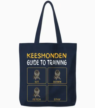 Keeshond Guide Dog Training T-Shirt, Black, S Tote Bags - Navy