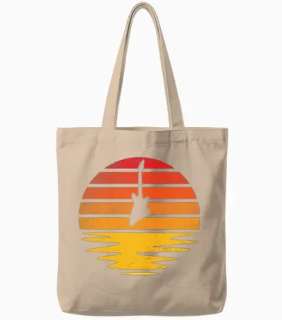 Rock Retro Tote Bags - Natural