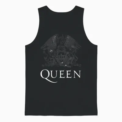 Queen Official Classic Crest Logo White T-Shirt T-Shirt, Black, S Unisex Tank Top - Black