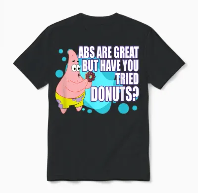 Patrick Star Loves Donuts Unisex T-Shirt - Black