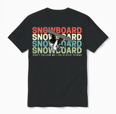 Snowboard Skiing Retro Cool Unisex T-Shirt - Black