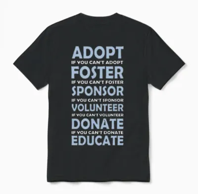 Adopt Rescue Animals Cute Unisex T-Shirt - Black