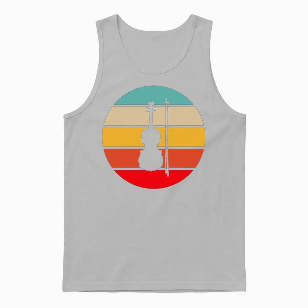 Violin Retro Unisex Tank Top in Ash