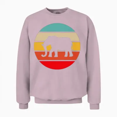 Elephant Retro Unisex Sweatshirt - Light Pink