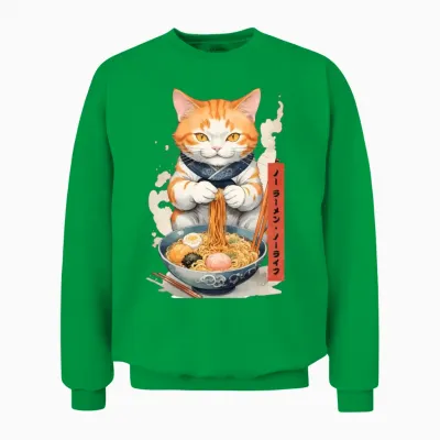 Ramen Cat Unisex Sweatshirt - Irish Green