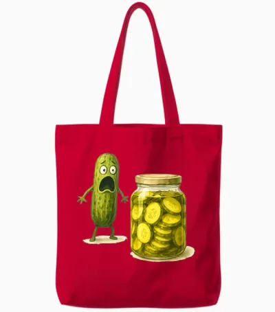 Pickle Funny Surprise Humor Food Cute T-Shirt, Black, S Tote Bags - Red