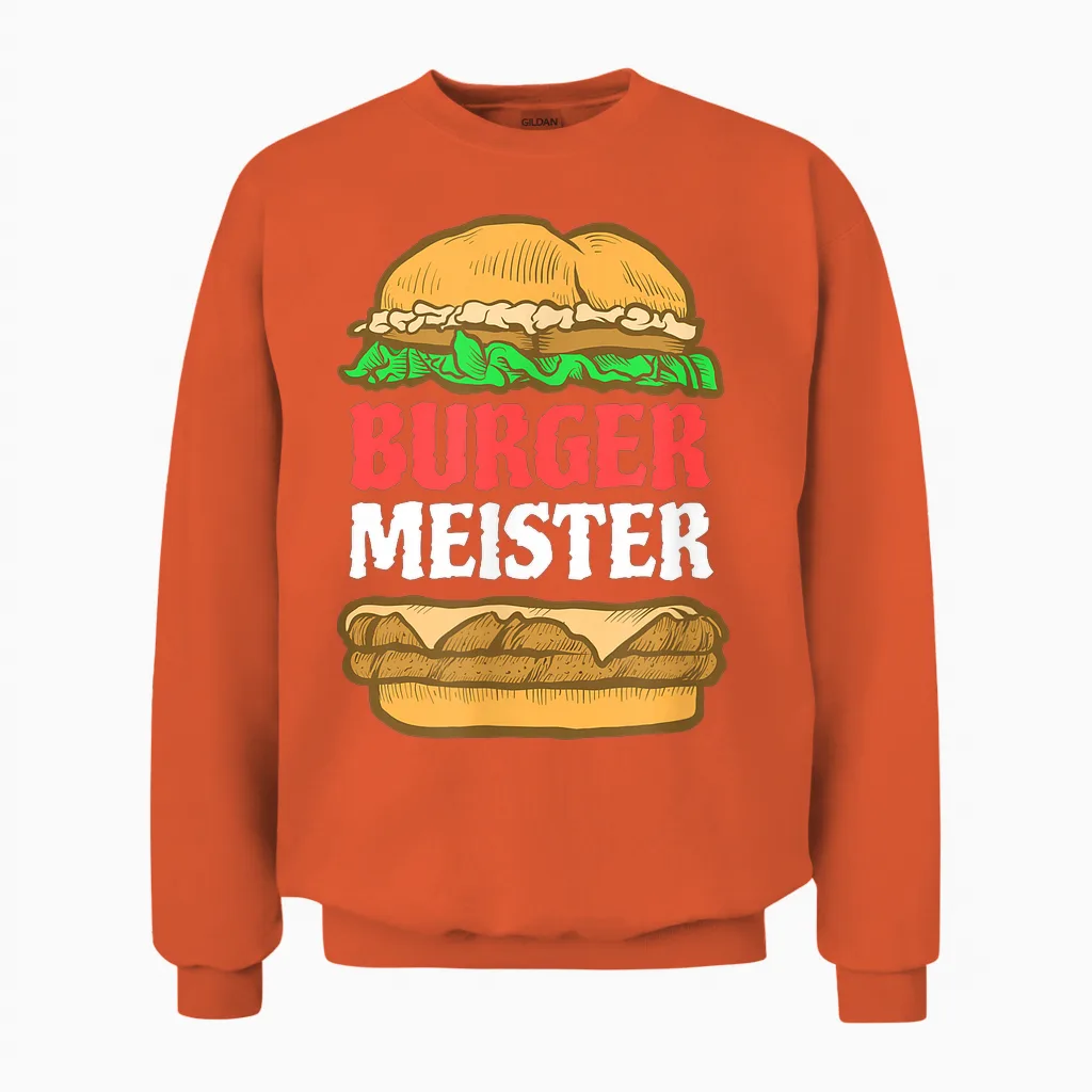 Men's Burger Meister T-Shirt I Bürgermeister Grillen Bbq Grill T-Shirt, Black Unisex Sweatshirt in Orange