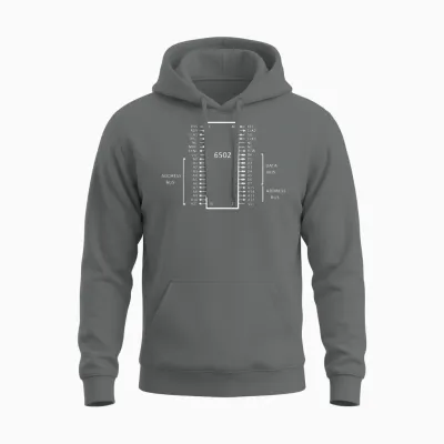 6502 Cpu Pinout White Unisex Hoodie - Graphite Heather