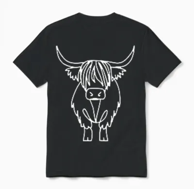 Highland Cow Minimalism T-Shirt, Black Unisex T-Shirt - Black