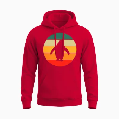 Retro Penguin Unisex Hoodie - Red