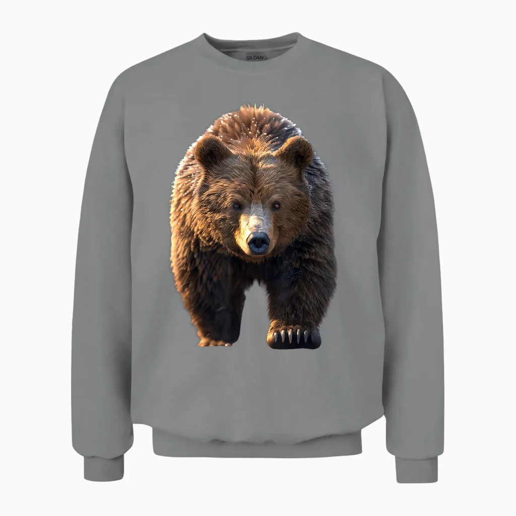 Lustige Braunbären Fßr Alle Grizzlybär Liebhaber Braunbär Grizzly Bär Bärenbrßder Wald Wilde Braun Bären T-Shirt Schwarz Klein Klassisch Crew Halbarm Polyester 100% Eu S Unisex Erwachsene Und Kinder Unisex Sweatshirt in Sport Grey