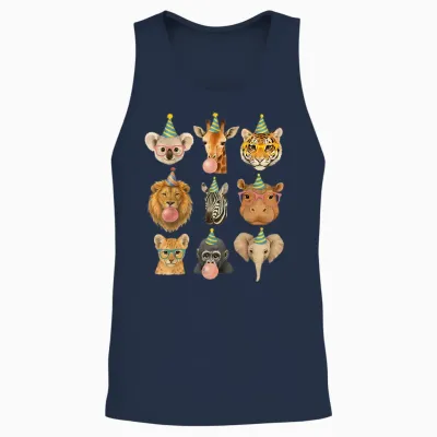 Cute Party Animals Birthday Wildlife Zoo Birthday Boys Unisex Tank Top - Navy