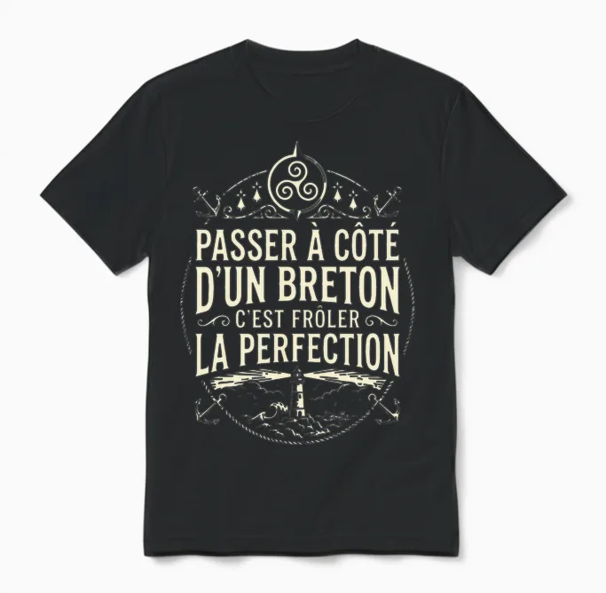 Homme Humour Bretagne Breton Parfait Perfection Bretonne T-Shirt Haut De Gamme Unisex T-Shirt in Black