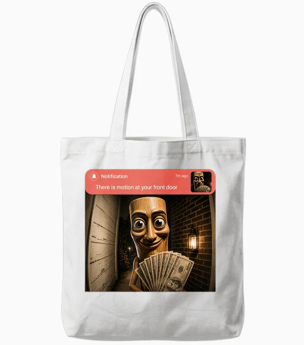 There Is Motion at Your Front Door Tung Tung Tung Sahur Meme Tote Bags in White