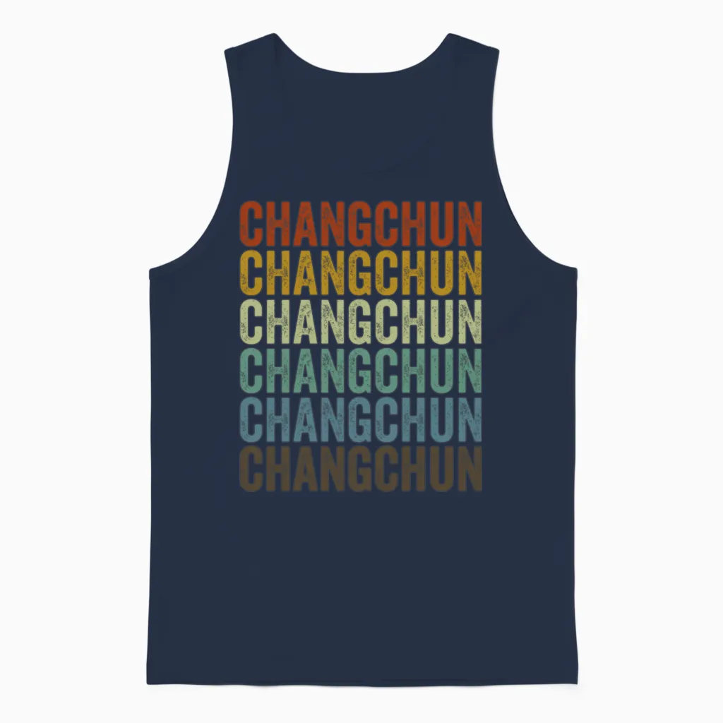 Changchun China Retro Vintage Unisex Tank Top in Navy