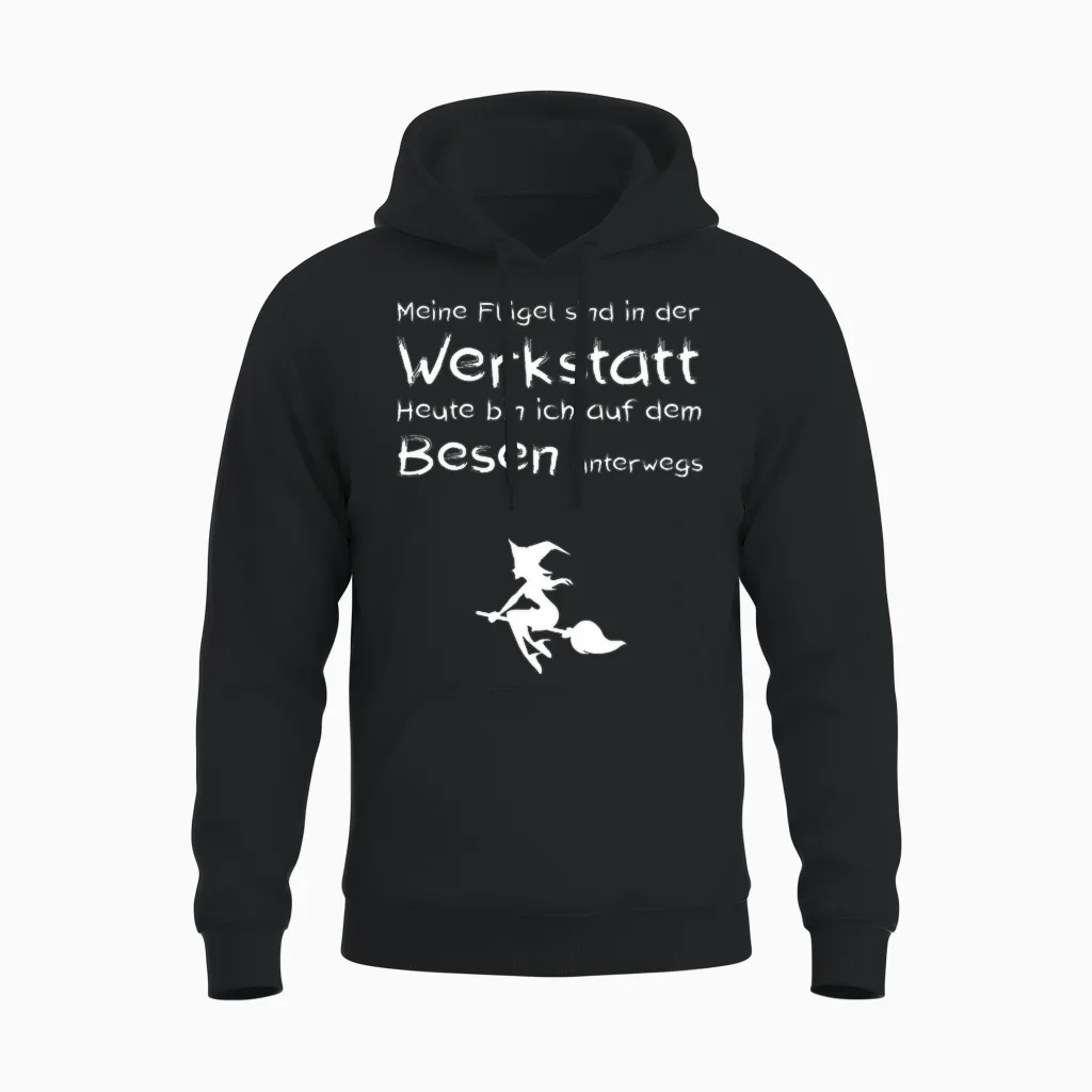 Lustiger Spruch Heute Bin Ich Mit Dem Besen Unterwegs Hexen Unisex Hoodie in Black
