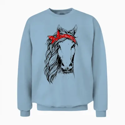 Horse Bandana for Horseback Riding Horse Lover Unisex Sweatshirt - Light Blue