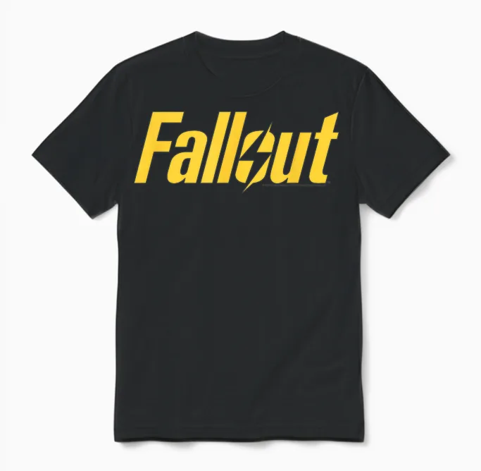 Fallout Tv Series Yellow Lightning Logo T-Shirt, Black Unisex T-Shirt in Black