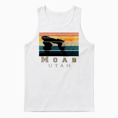 Moab Utah Retro Unisex Tank Top - White