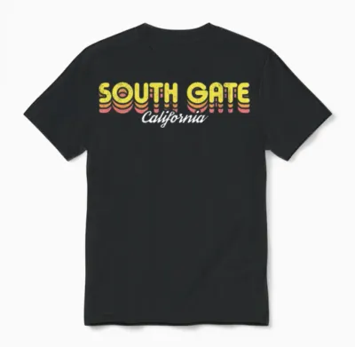 Retro South Gate California Unisex T-Shirt - Black