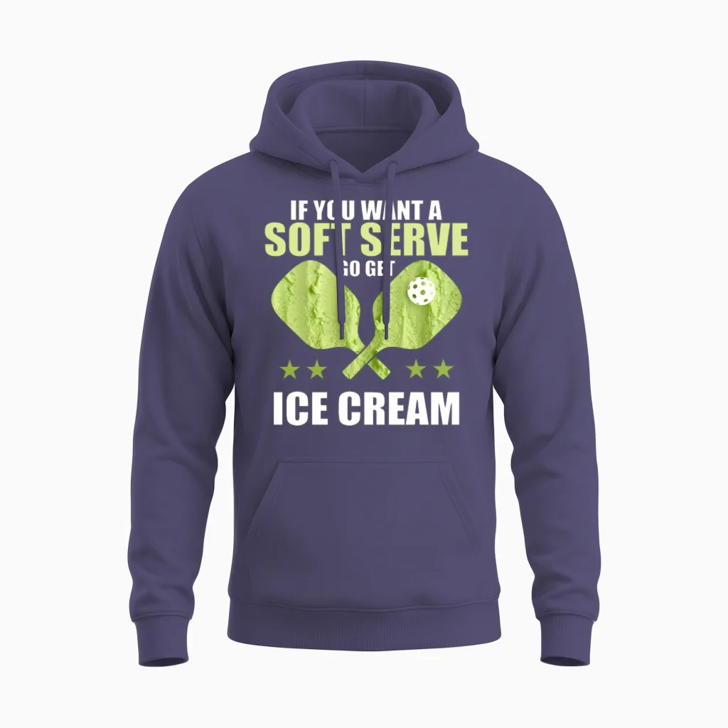 Funny Pickleball T-Shirt - Soft Serve Ice Cream Unisex Hoodie in Heather Sport Dark Navy