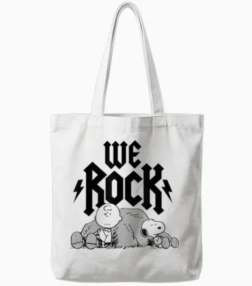 Peanuts - Wir Rocken Charlie Brown Und Snoopy Tote Bags in White