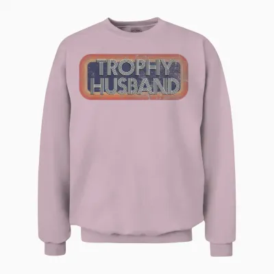 Trophy Husband T-Shirt | 70's 80's Retro Distressed Unisex Sweatshirt - Light Pink