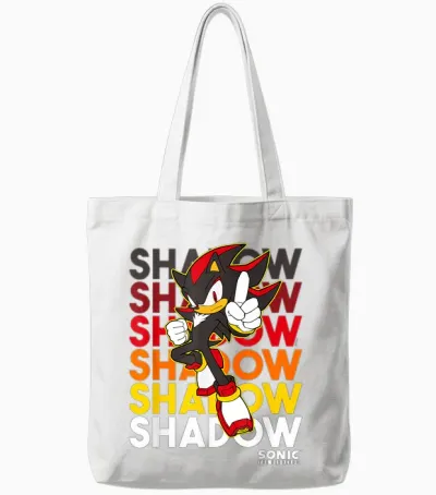 Sonic the Hedgehog Shadow Stacked Text Cool Logo Tote Bags - White