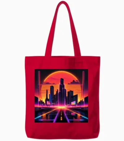 Retro City Sh Tote Bags - Red