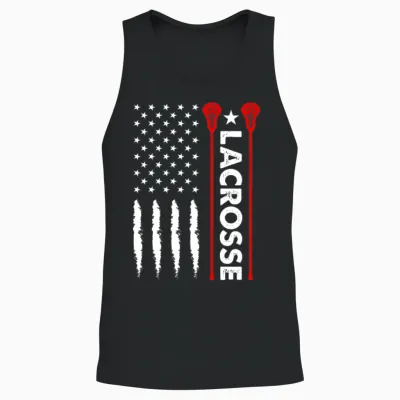 Funny Fourth of July American Flag Lacrosse Gifts Unisex Tank Top - Black