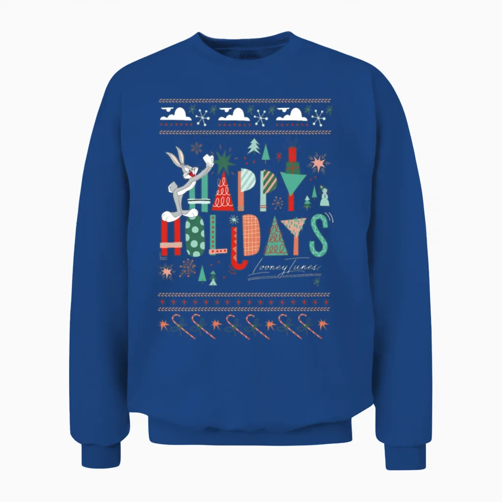 Looney Tunes Happy Holidays Christmas Unisex Sweatshirt in Royal