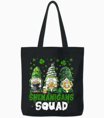 St Patricks Day Gnomes Shenanigans Squad Saint Pattys Women Tote Bags - Black