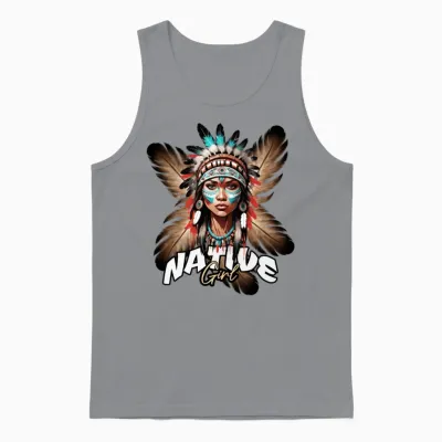 'native Girl' Feather Gd Unisex Tank Top - Sport Grey