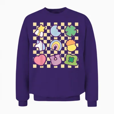 Groovy Lucky Charm Saint Patrick's Day Women's Shamrock Unisex Sweatshirt - Purple