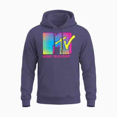 Mtv Logo Fluorescent Colors Retro Design Unisex Hoodie - Heather Sport Dark Navy