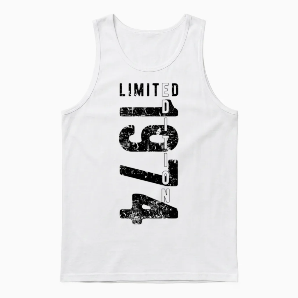 Grunge Vintage Limited Edition 1974 Birthday Unisex Tank Top in White