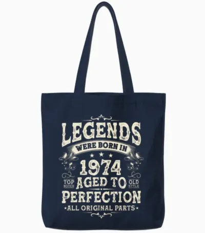 Vintage 1974 Birthdays Tote Bags - Navy