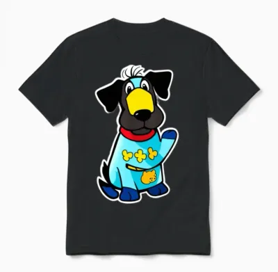 Funny Cartoon Dog Unisex T-Shirt - Black