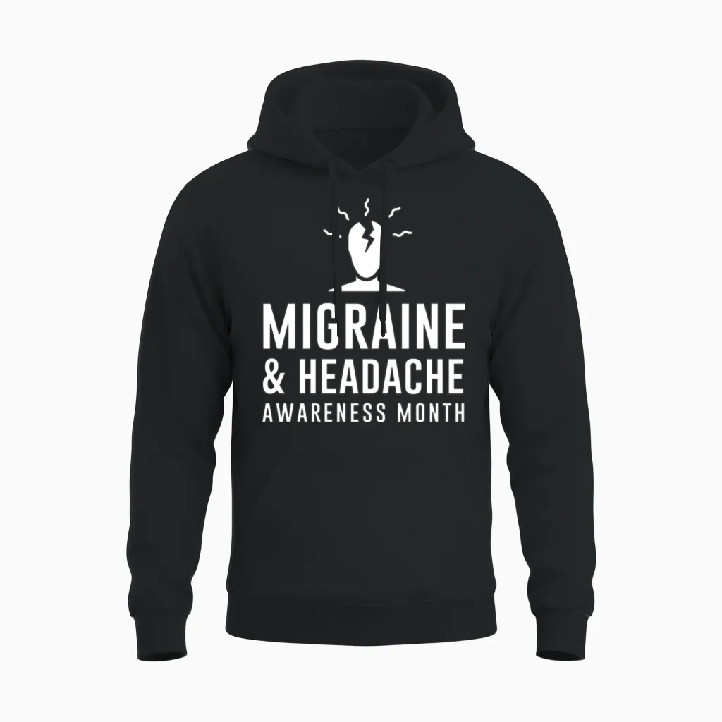 Migraine and Headache Awareness Month Boy Unisex Hoodie in Black