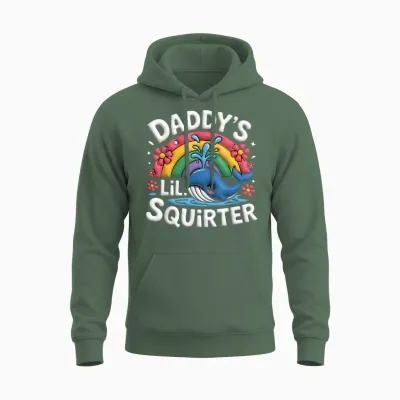 Inappropriate Funny Daddy' Lil Squirter Embarrassing Unisex Hoodie - Military Green