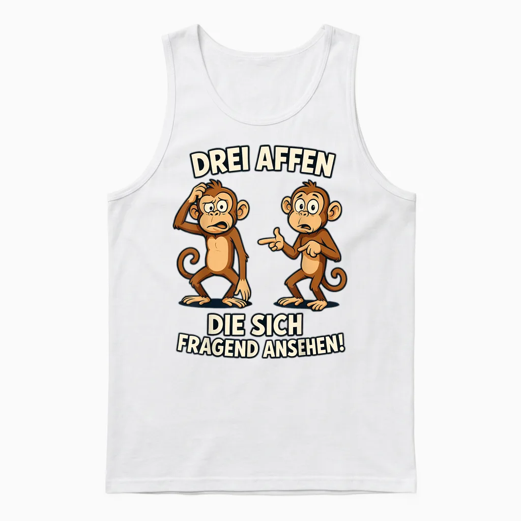 Drei Affen Die Sich Fragend Ansehen Sarkasmus Ironisches Unisex Tank Top in White