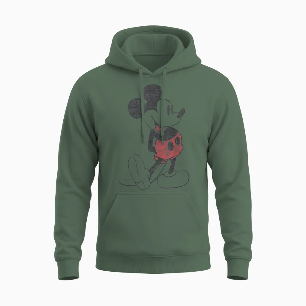 Disney Mickey & Friends Mickey Mouse Vintage Portrait Unisex Hoodie - Military Green