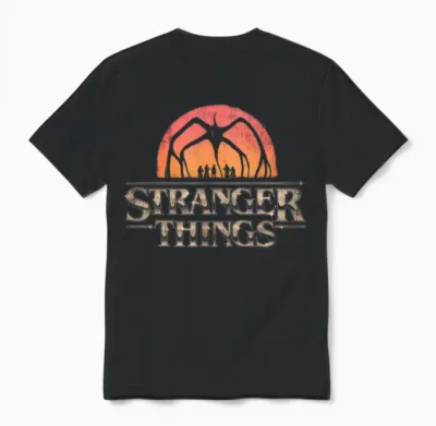 Stranger Things Sunset Logo Unisex T-Shirt - Black